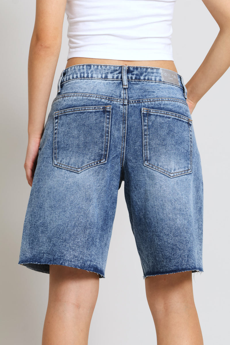 Ripped Baggy Bermuda Short - Salty Mid Wash