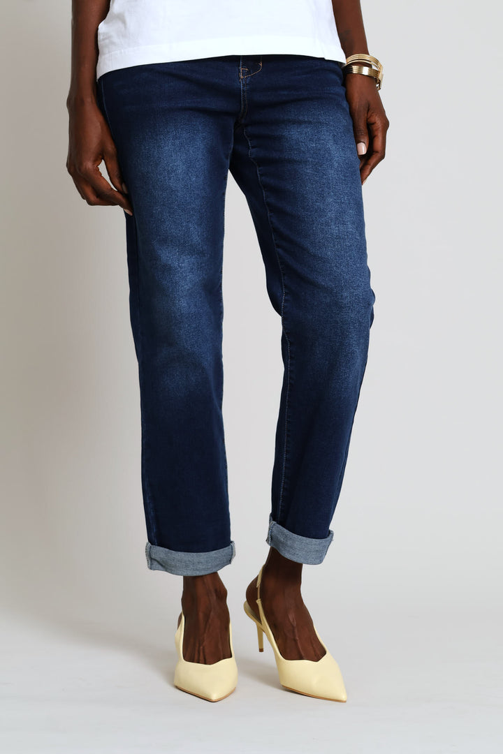 Hi-Rise Turnup Supersoft Cigarette Denim - Dark Wash