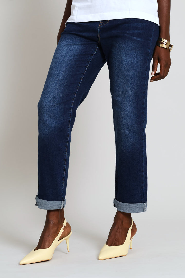 Hi-Rise Turnup Supersoft Cigarette Denim - Dark Wash