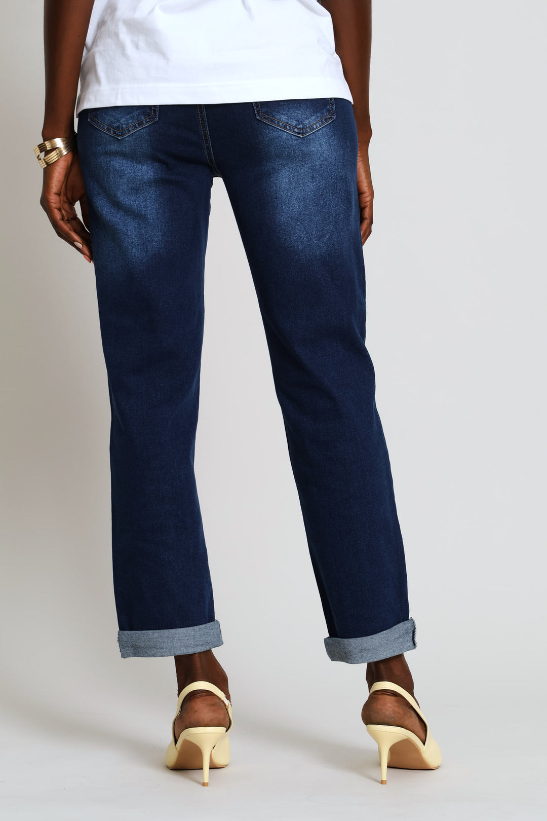Hi-Rise Turnup Supersoft Cigarette Denim - Dark Wash