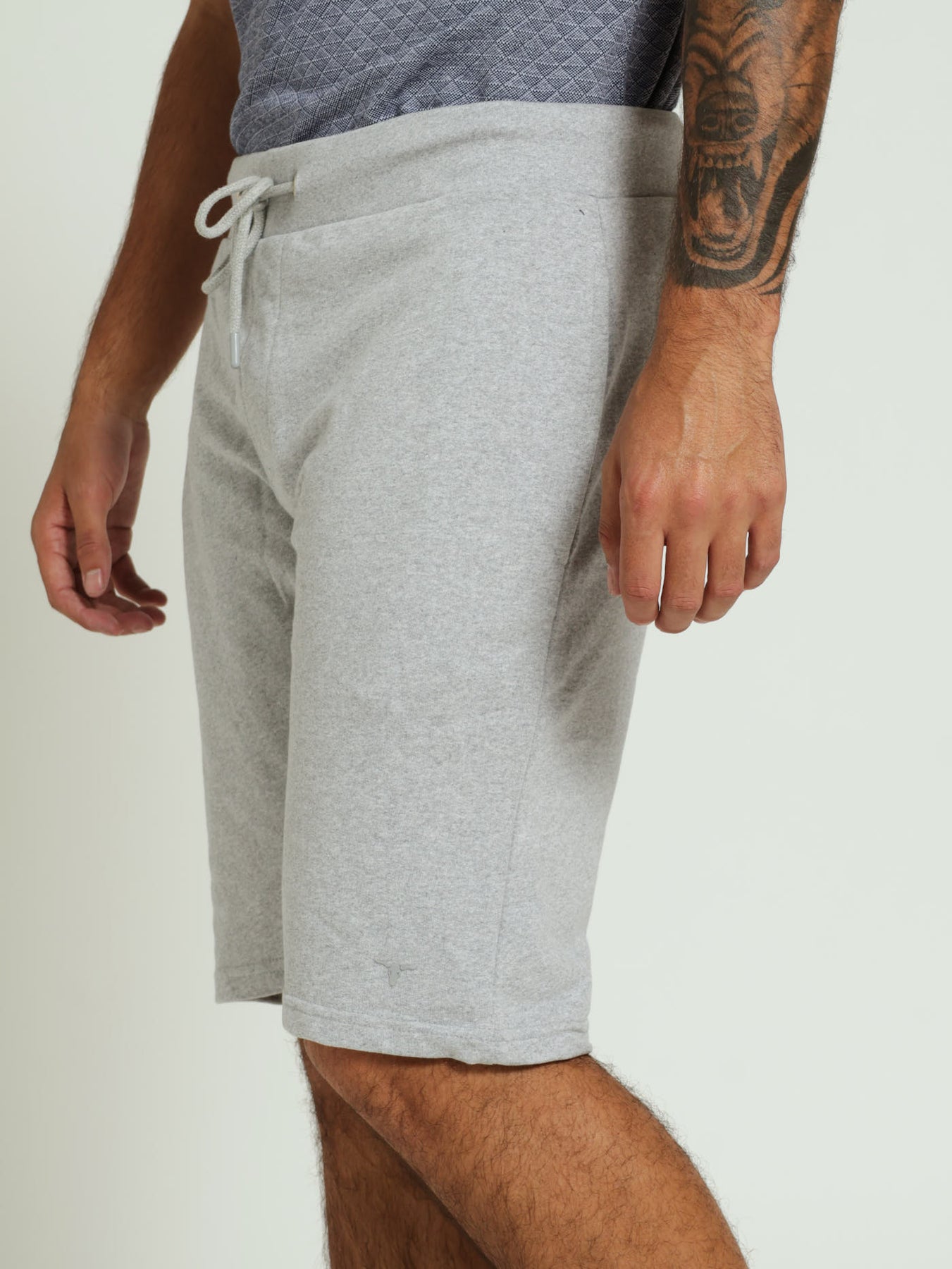 Fleece Bull Logo Shorts Grey Melange Edgars