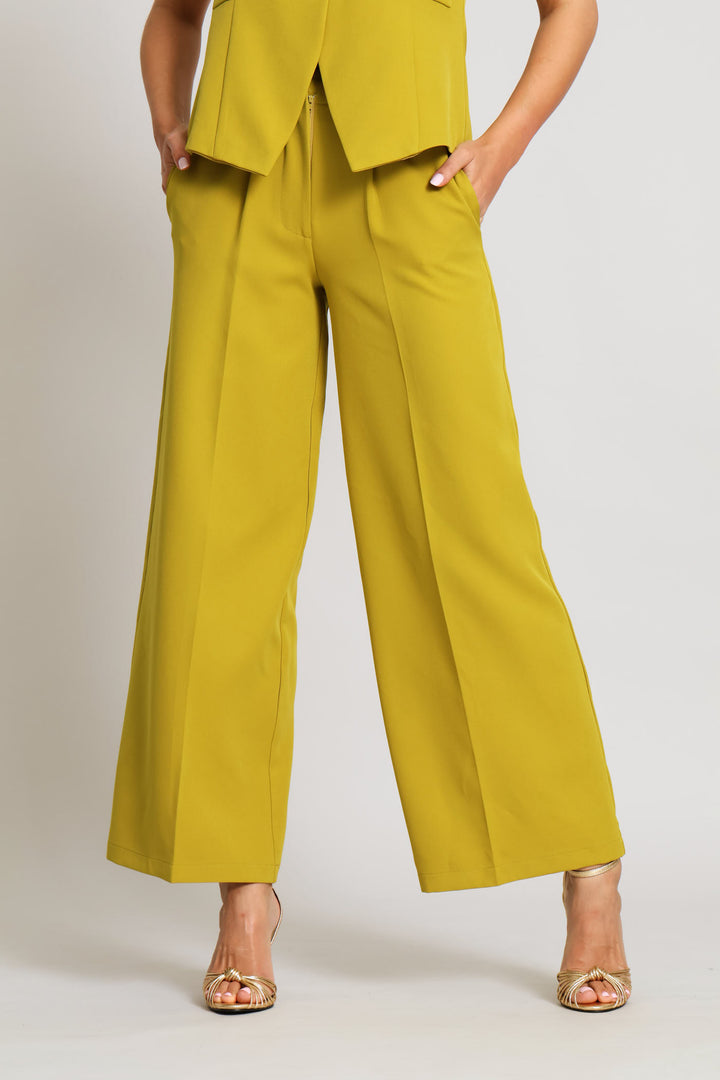 Wide Band Wide Leg Pant - Chartreuse
