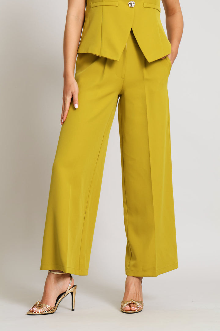 Wide Band Wide Leg Pant - Chartreuse