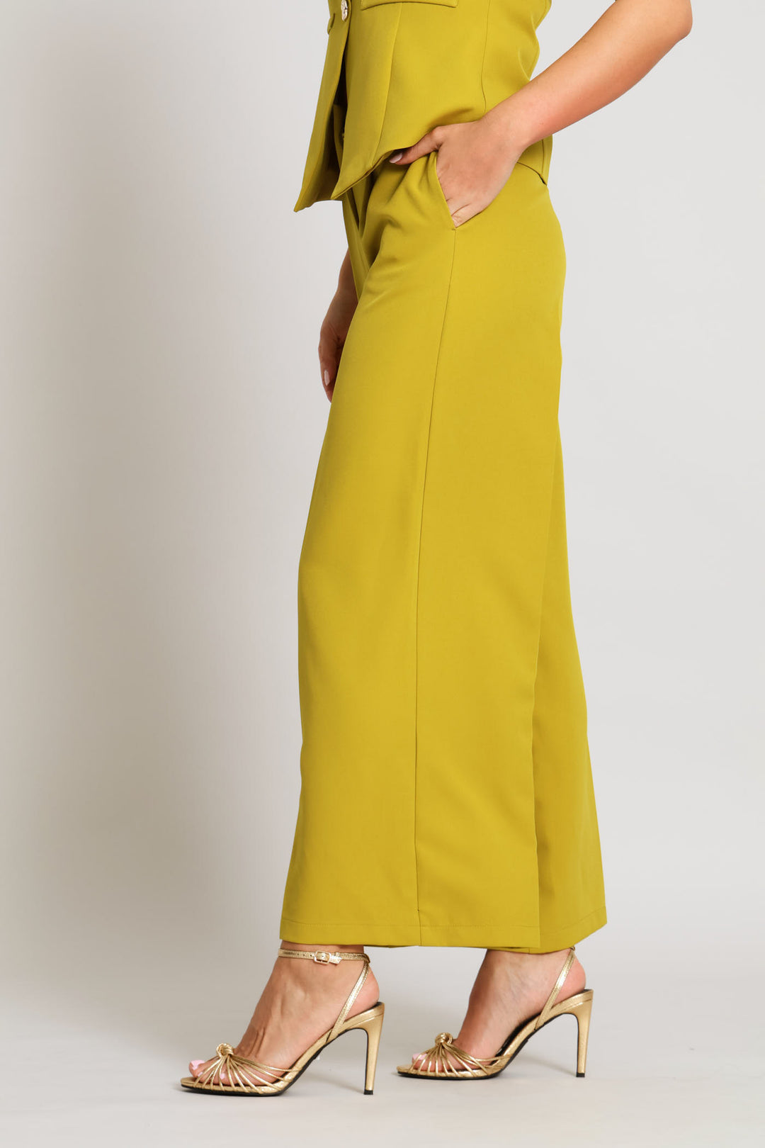 Wide Band Wide Leg Pant - Chartreuse