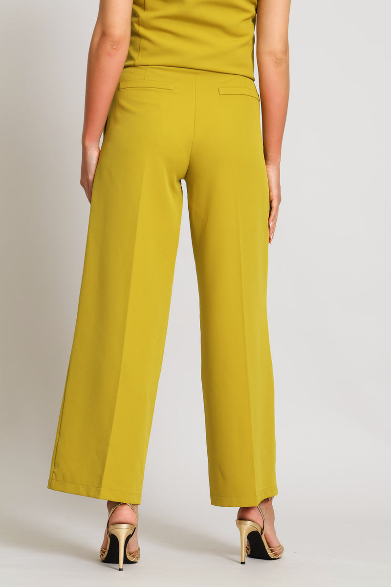 Wide Band Wide Leg Pant - Chartreuse