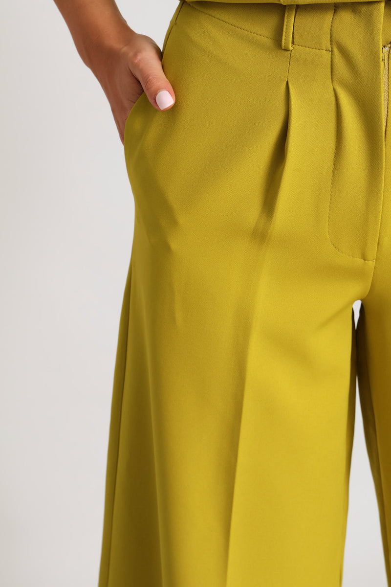 Wide Band Wide Leg Pant - Chartreuse