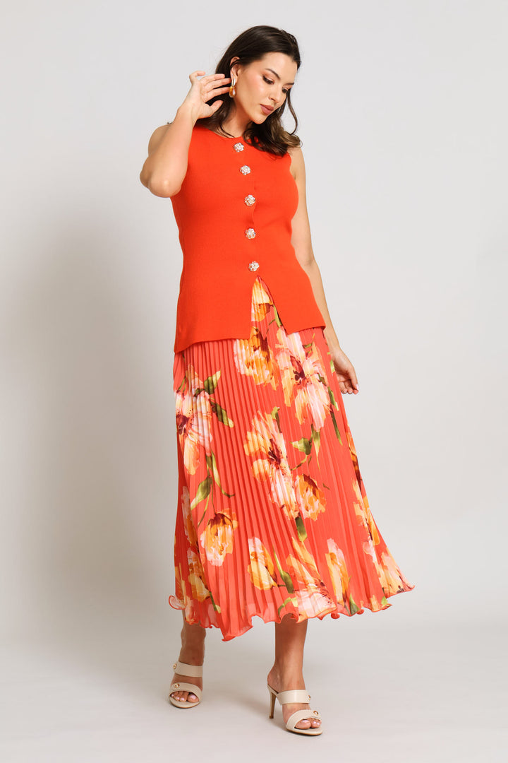 Panelled Knitwear Waistcoat - Coral