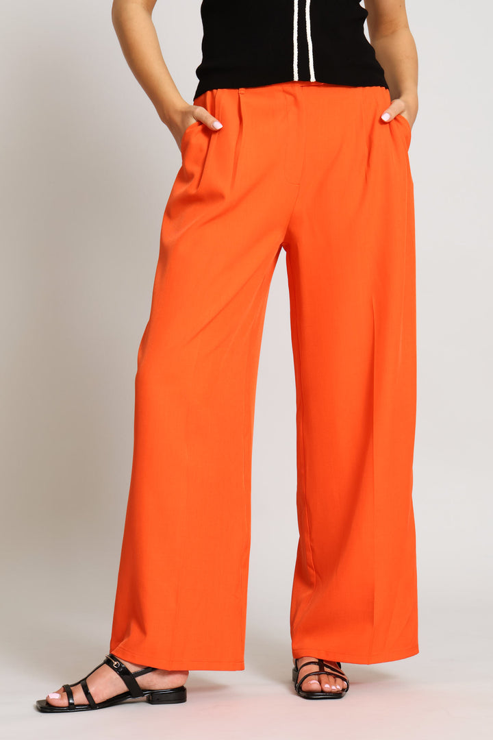 Extended Tab Wide Leg Pant - Coral