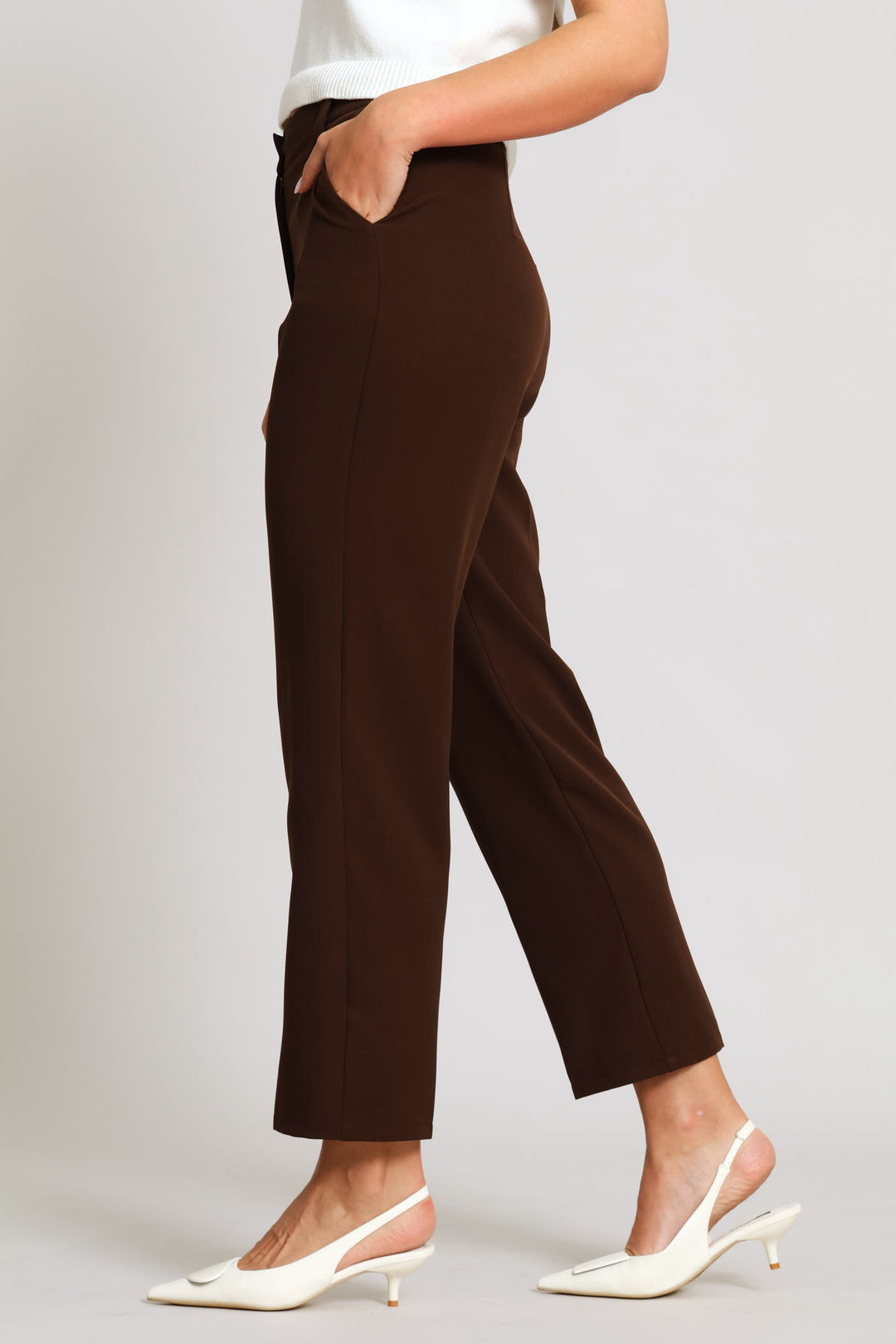 Panelled Tapered Leg Pant - Dark Chocolate