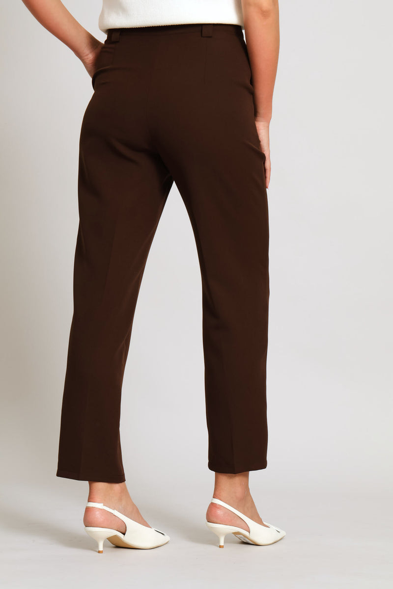Panelled Tapered Leg Pant - Dark Chocolate
