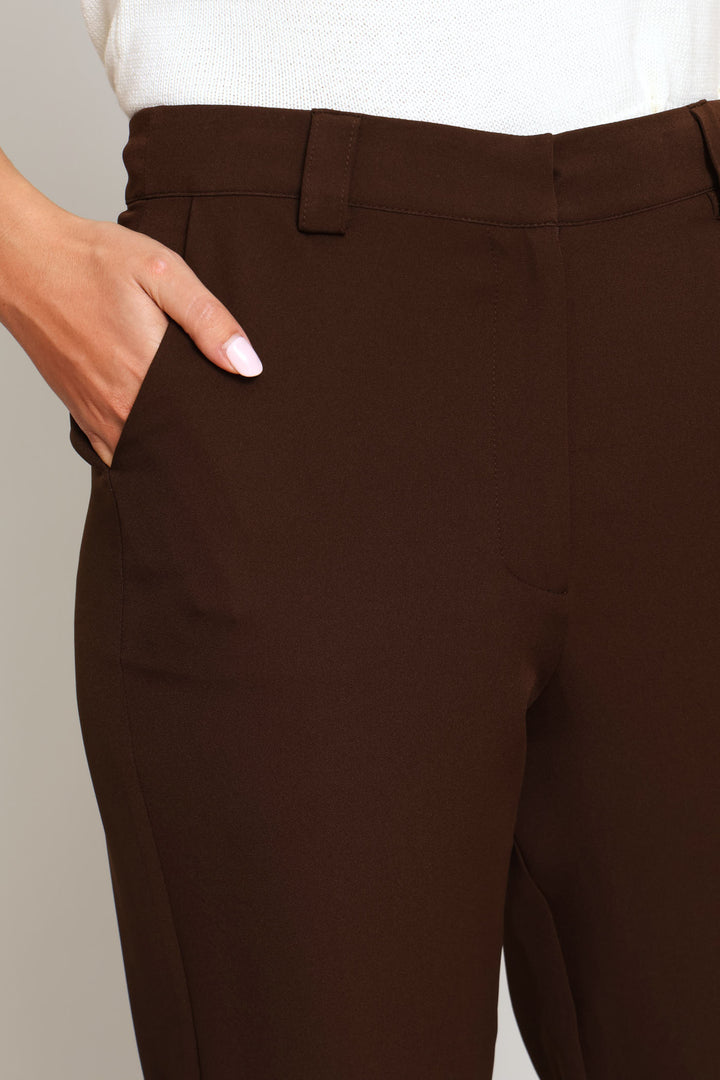 Panelled Tapered Leg Pant - Dark Chocolate