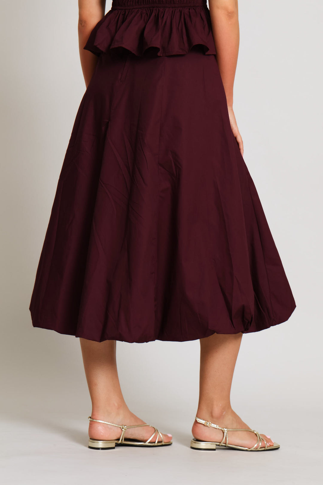 Panelled Midi Bubble Skirt - Plum