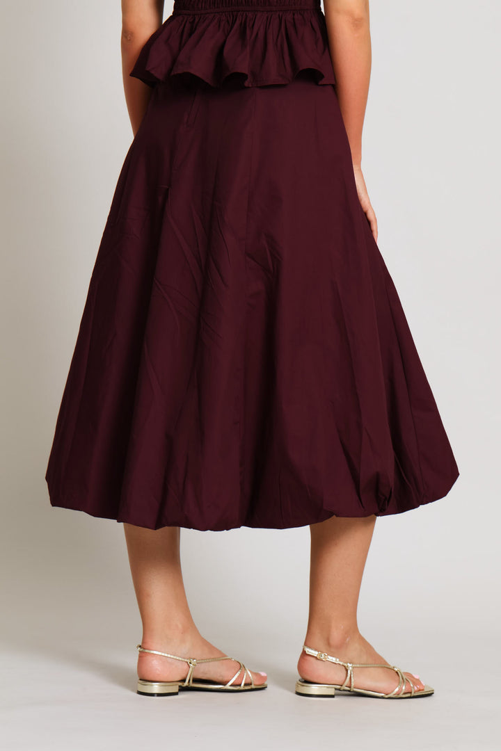 Panelled Midi Bubble Skirt - Plum