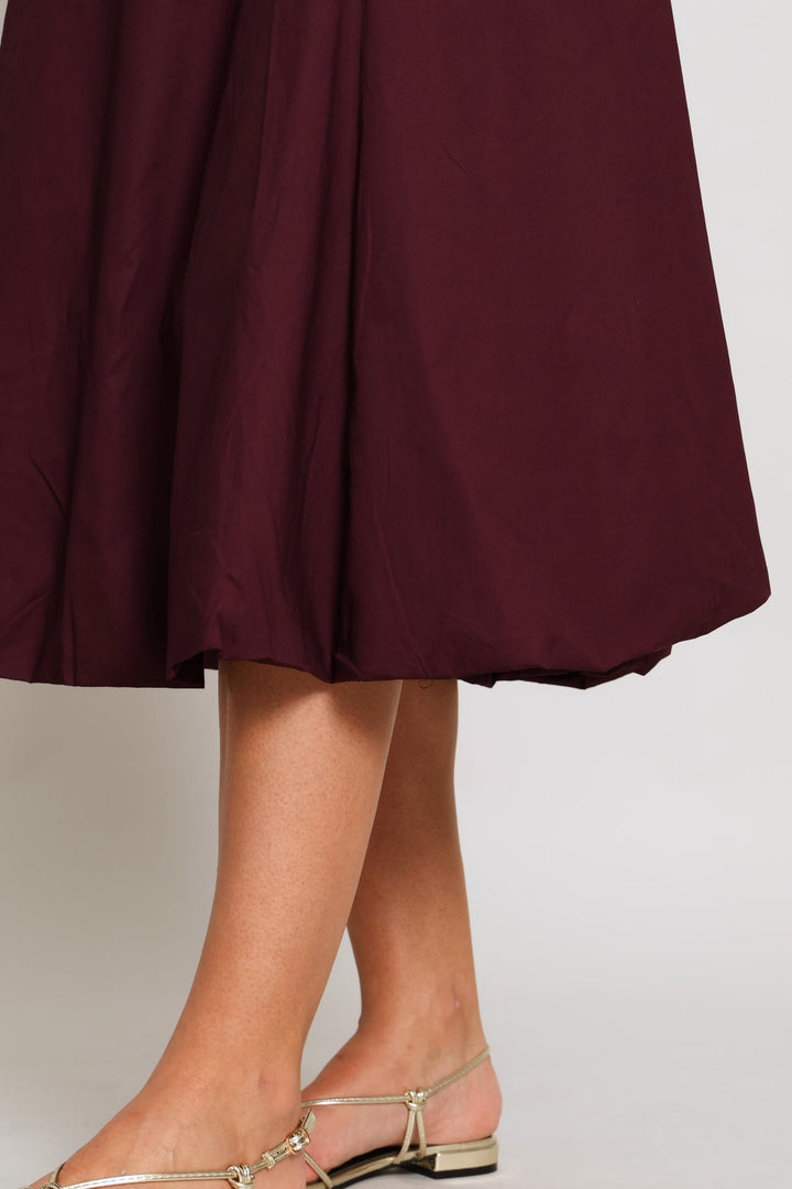 Panelled Midi Bubble Skirt - Plum