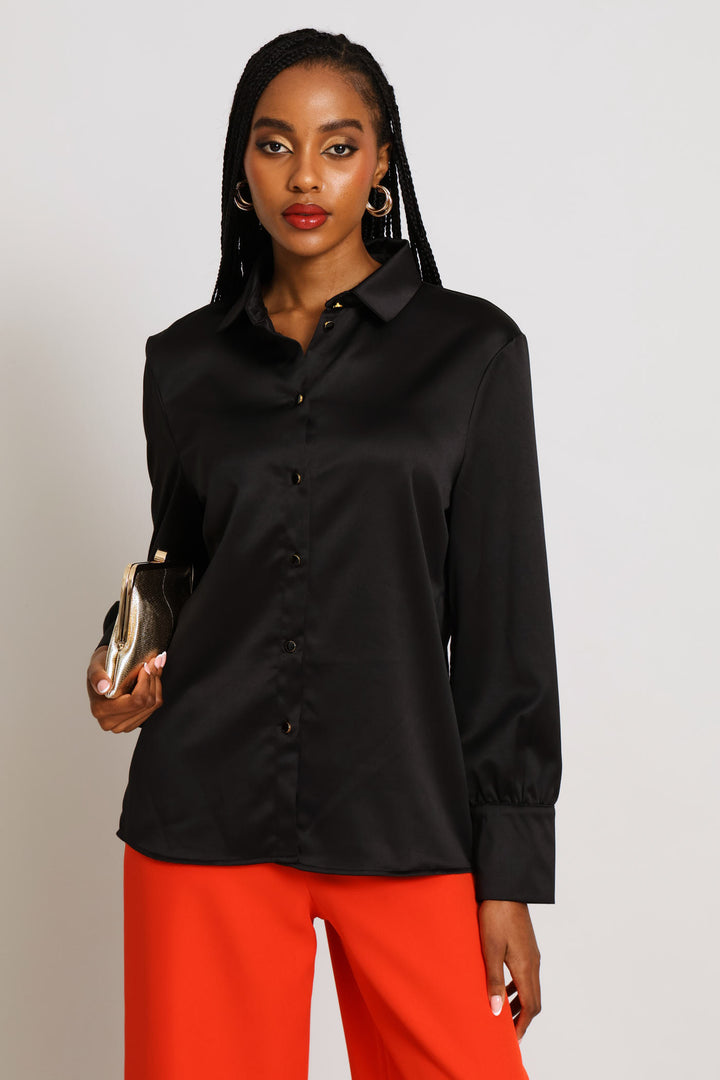 Satin Shirt - Black