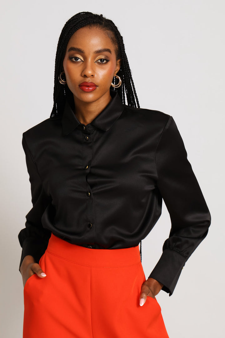 Satin Shirt - Black