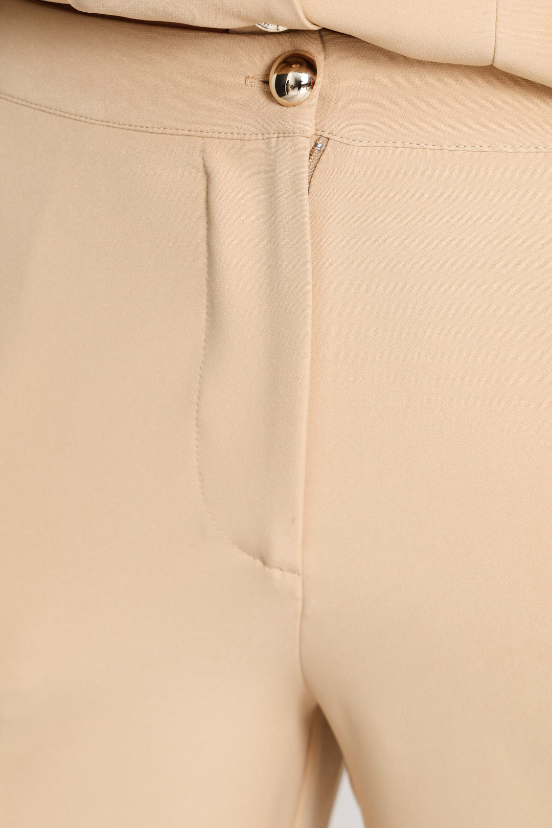 Dome Button Straight Leg Pant - Stone