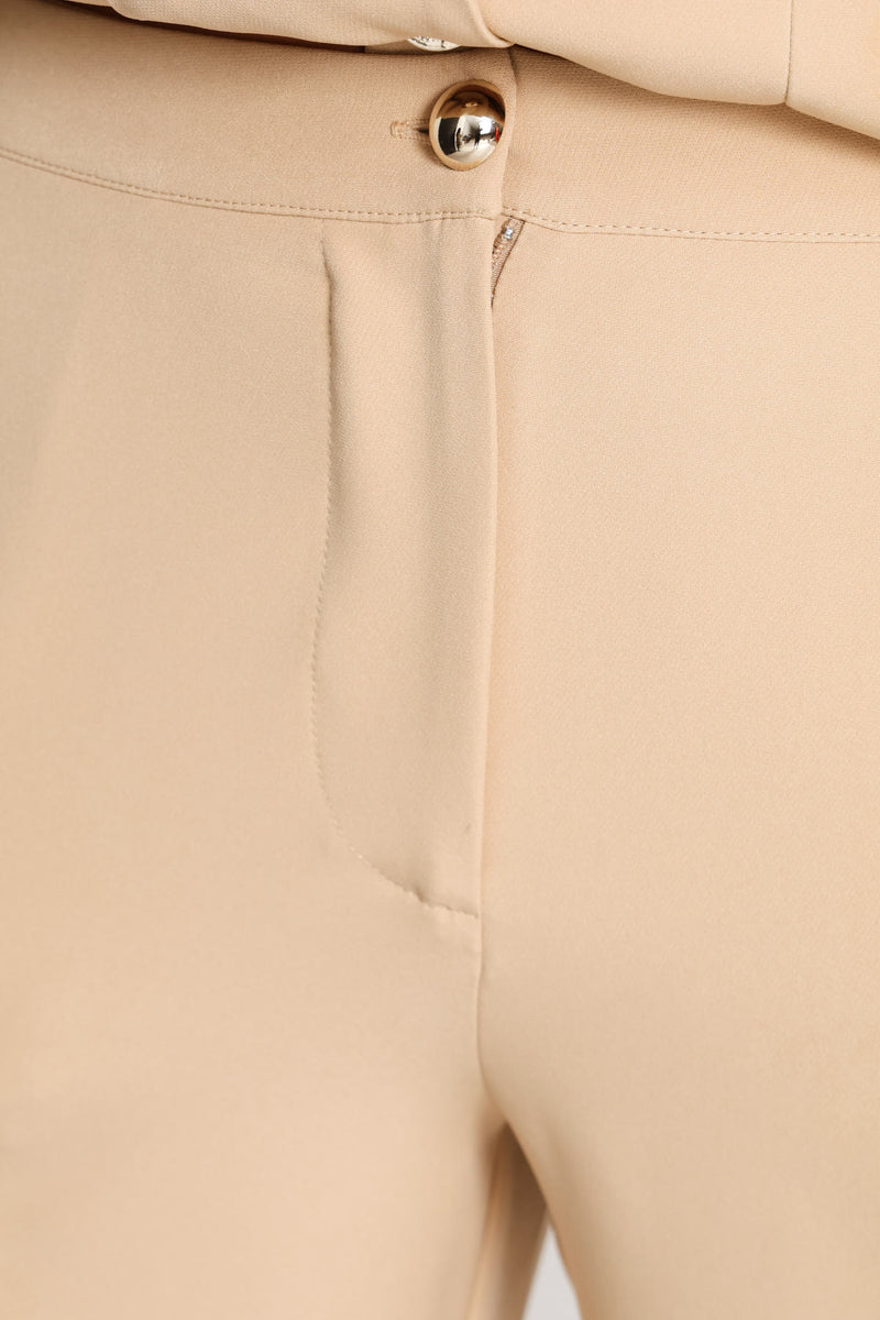 Dome Button Straight Leg Pant - Stone