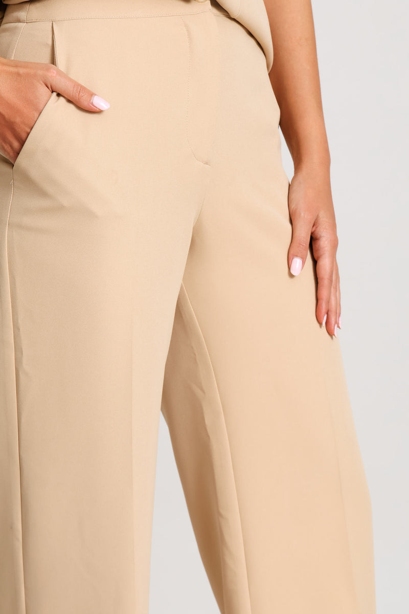 Dome Button Straight Leg Pant - Stone