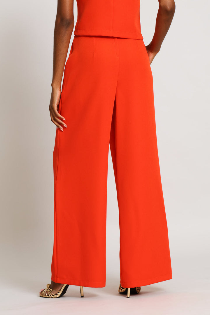 Three Button Wide Leg Pant - Coral