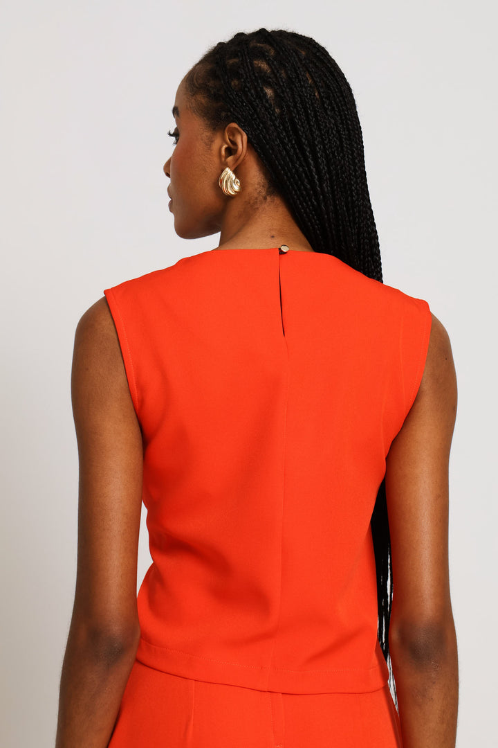 Shell Trim Top - Coral