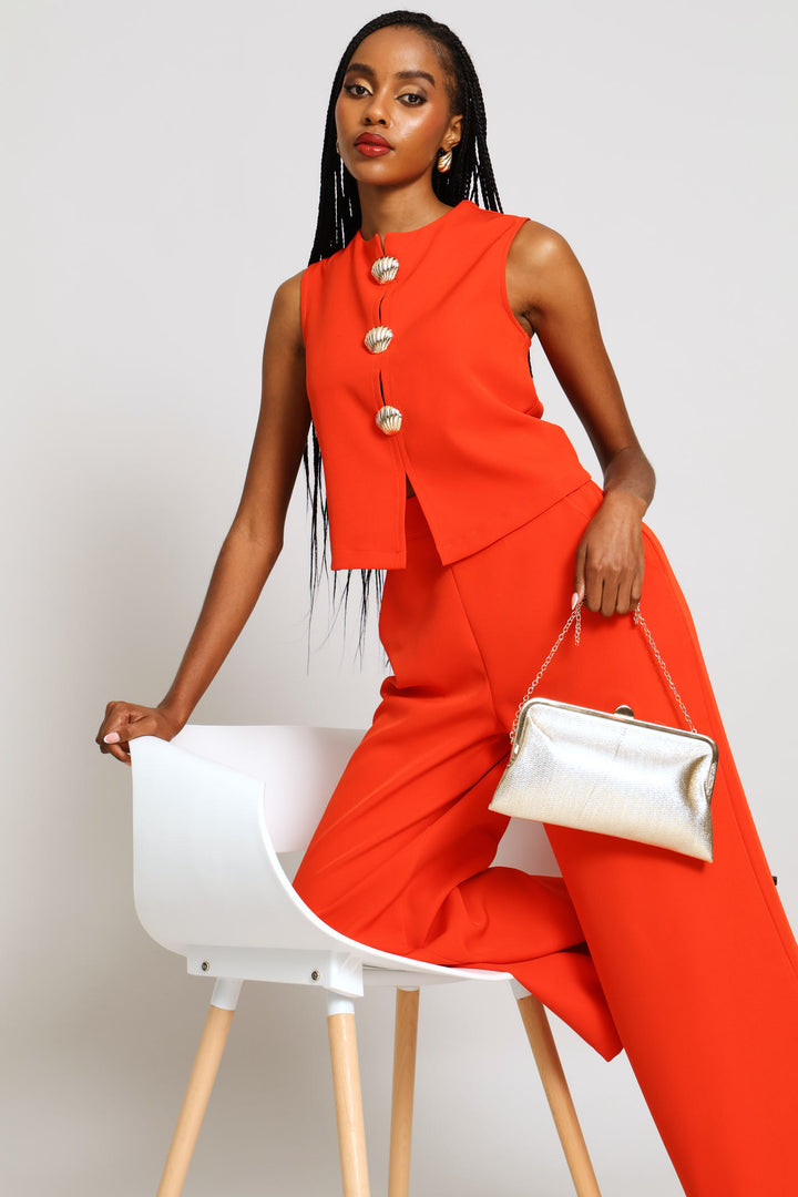 Shell Trim Top - Coral