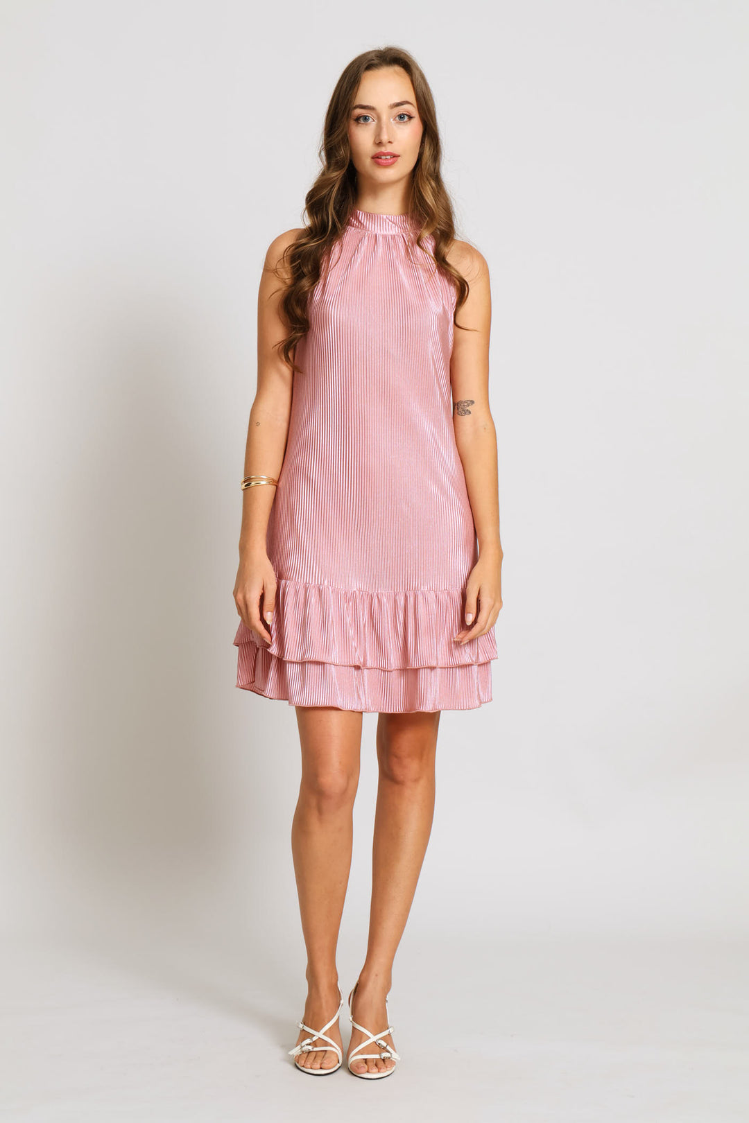 Frill Hem Halter Dress - Blush