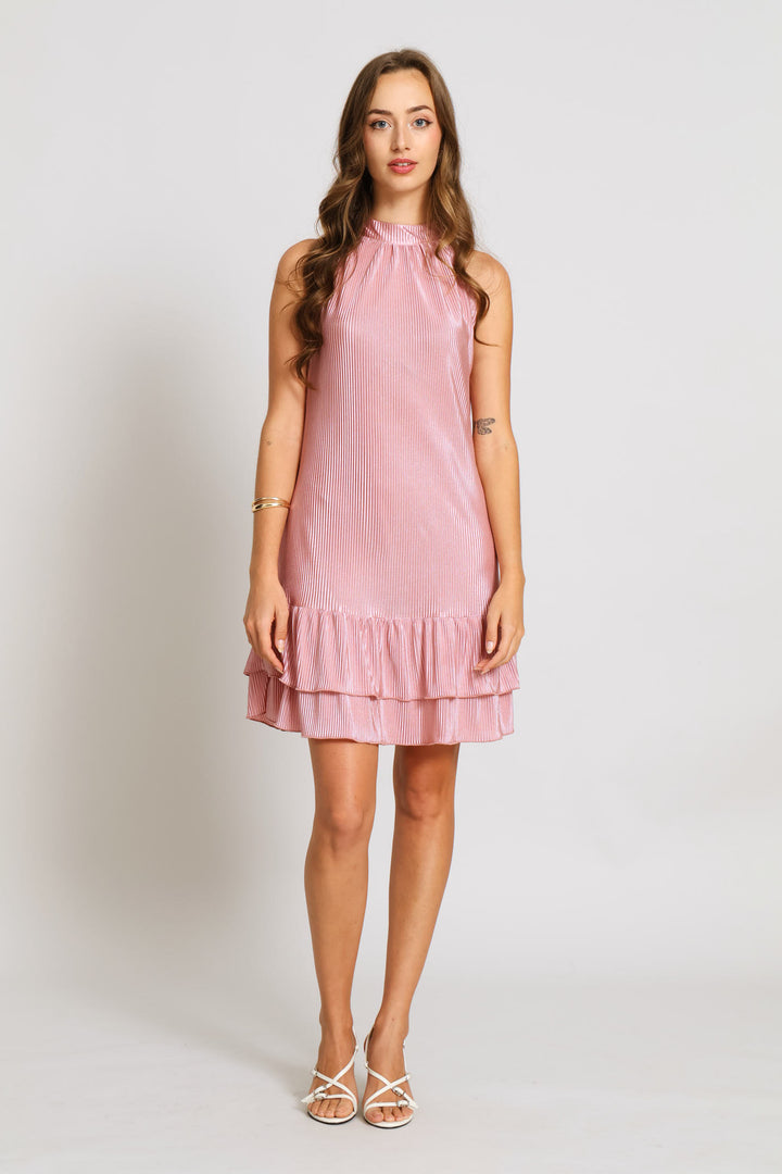 Frill Hem Halter Dress - Blush