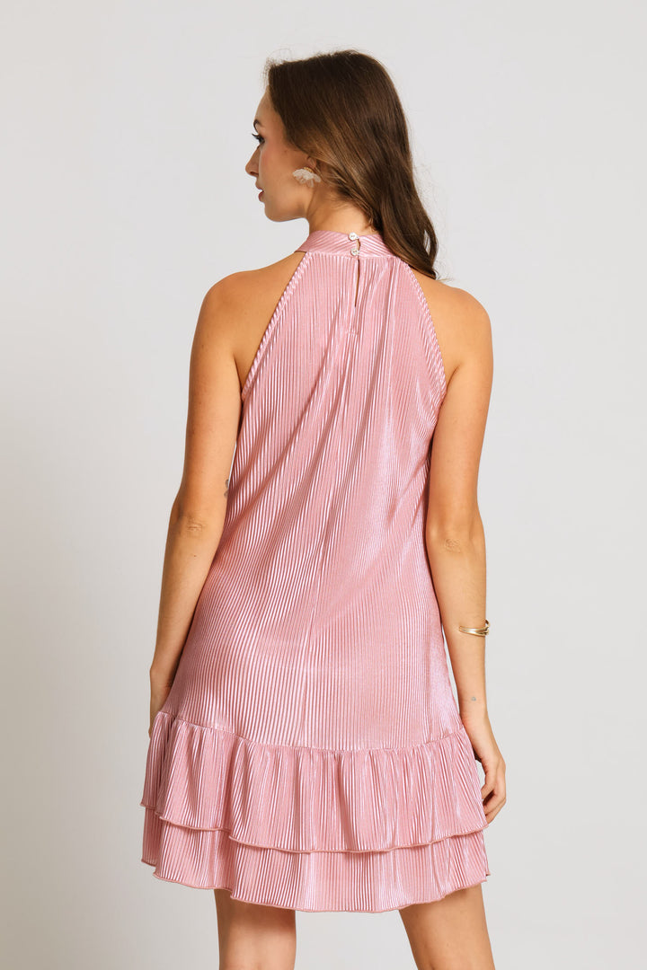 Frill Hem Halter Dress - Blush
