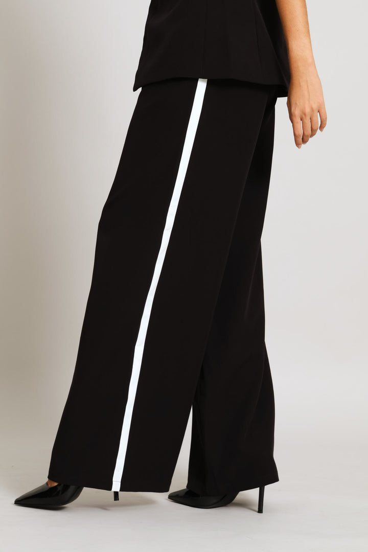 Contrast Side Strip Detail Pant - Black/White