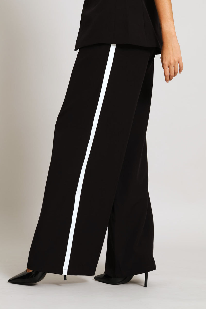 Contrast Side Strip Detail Pant - Black/White