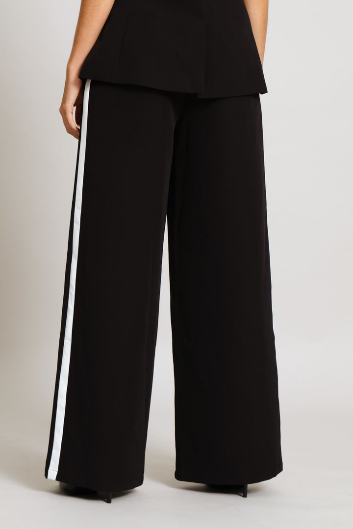 Contrast Side Strip Detail Pant - Black/White