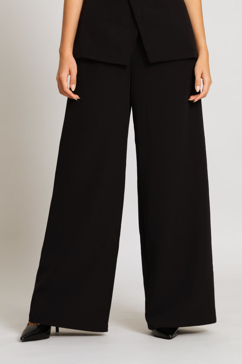 Contrast Side Strip Detail Pant - Black/White