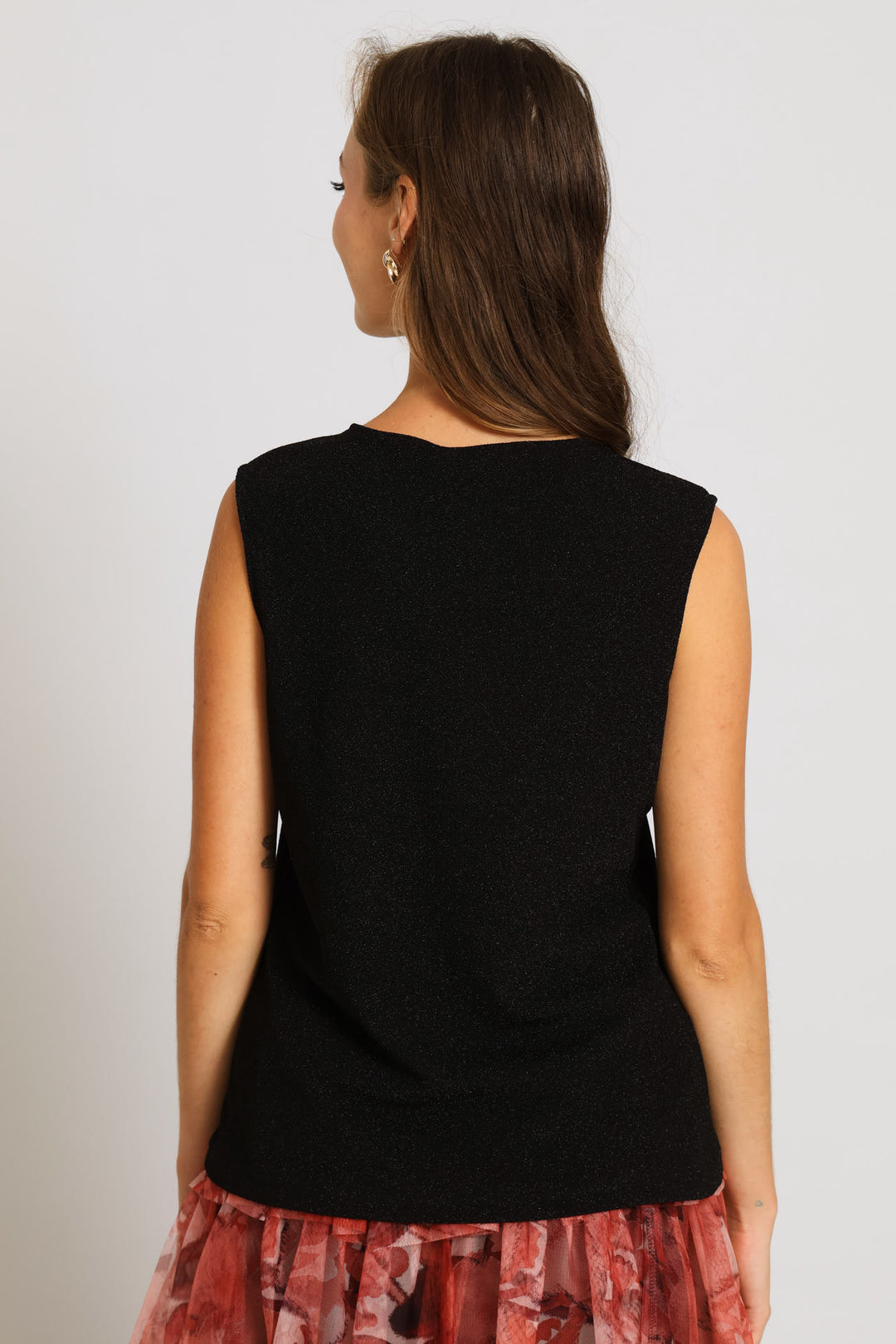 Keyhole Shimmer Blouse - black