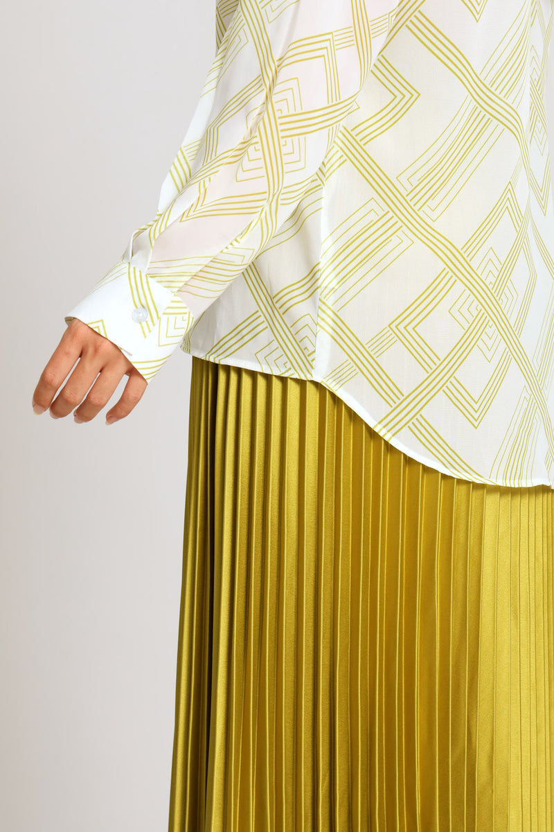 Geo Chiffon Shirt - Cream