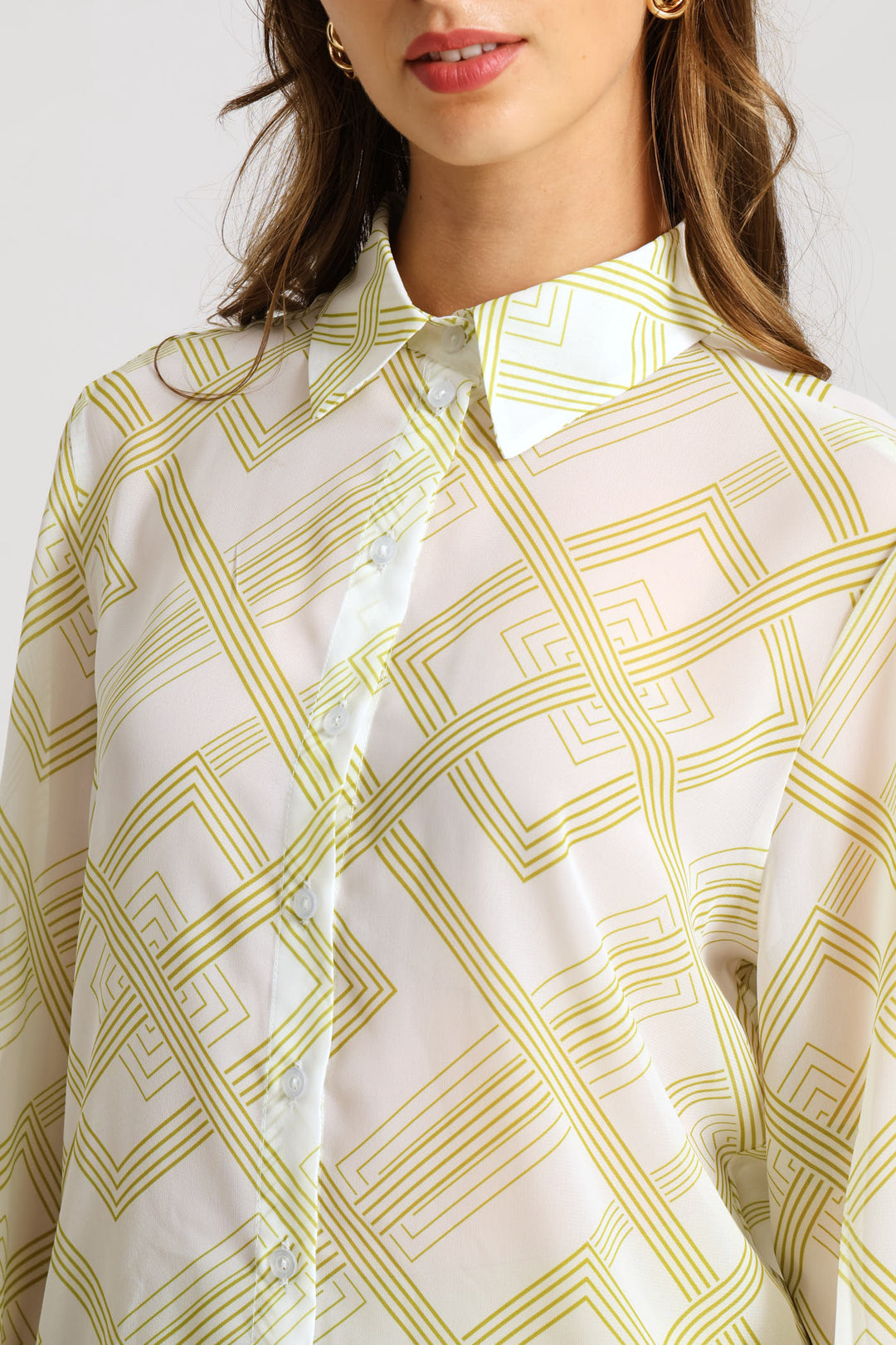 Geo Chiffon Shirt - Cream