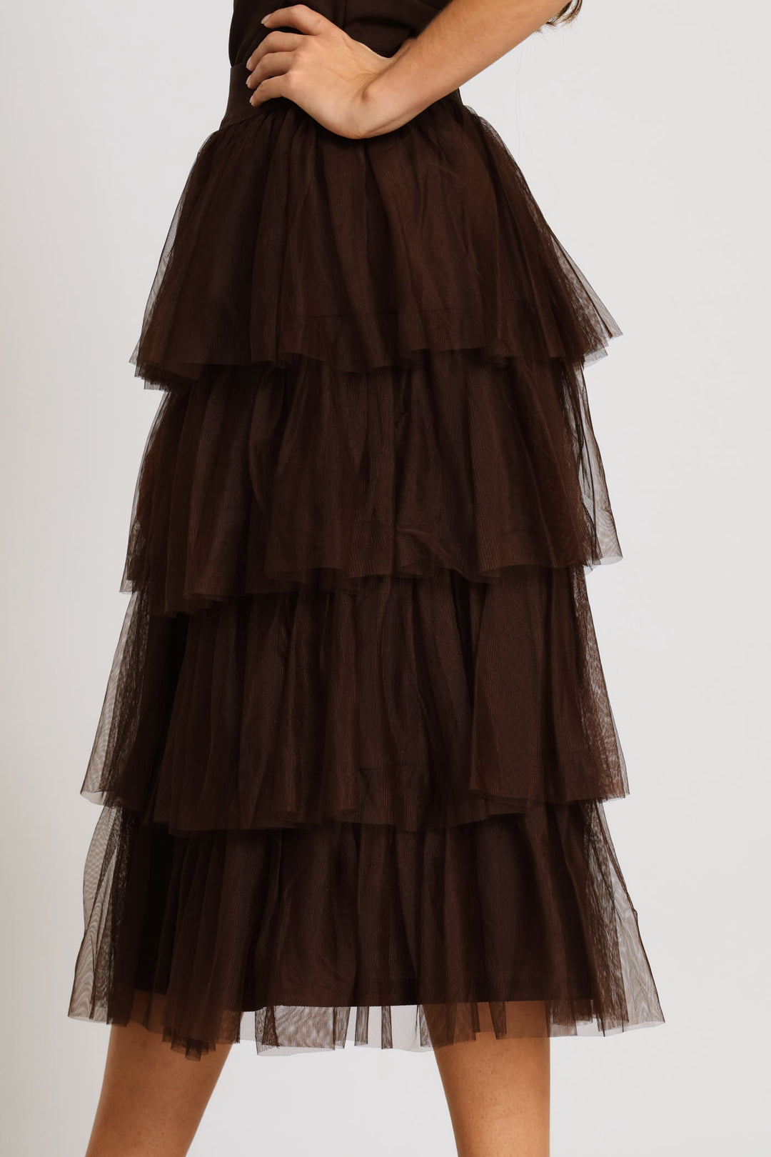 Rara Tiered Midi Skirt - Dark Chocolate