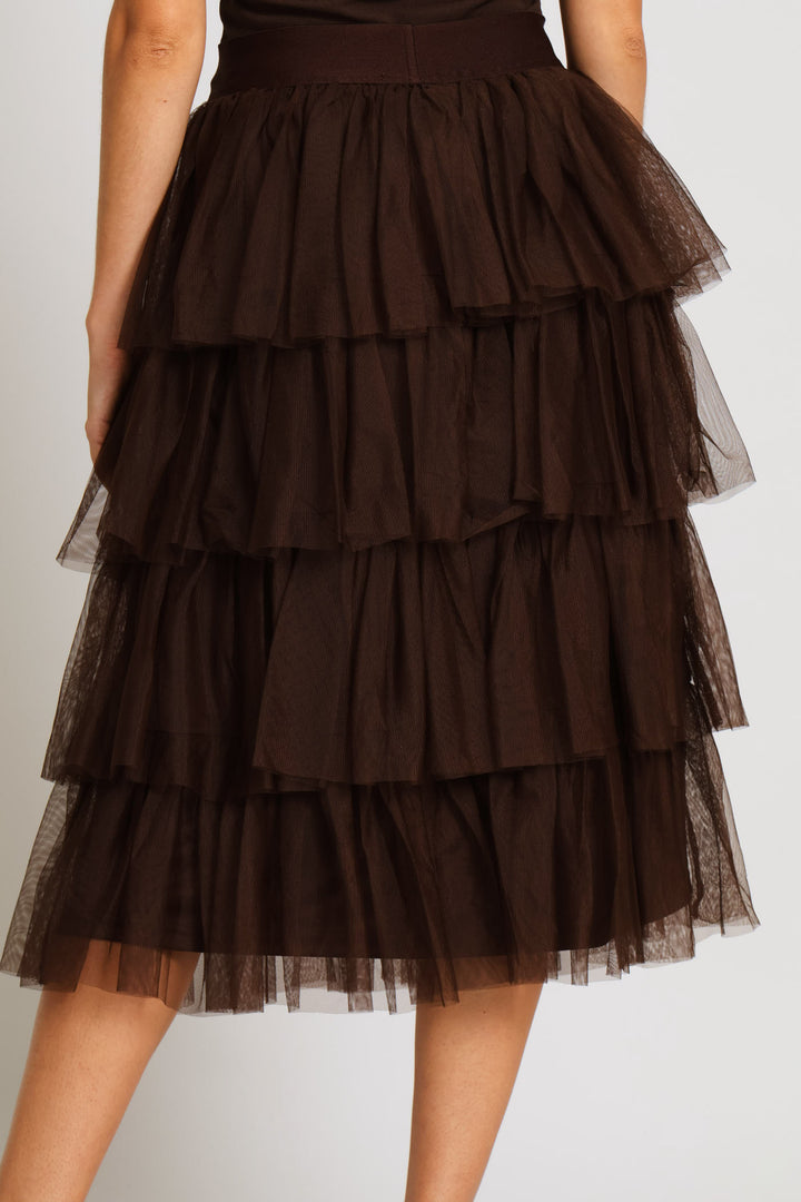 Rara Tiered Midi Skirt - Dark Chocolate