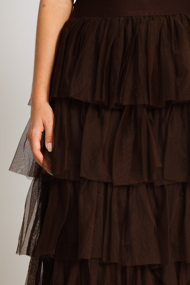 Rara Tiered Midi Skirt - Dark Chocolate