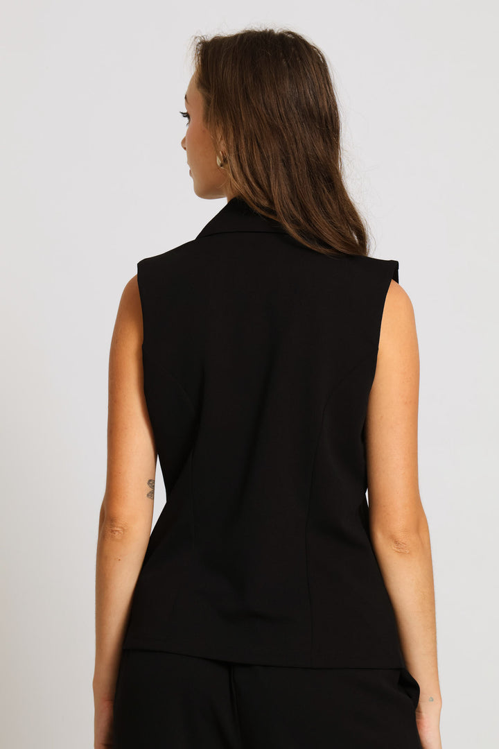 Abstract Button Waiscoat - Black