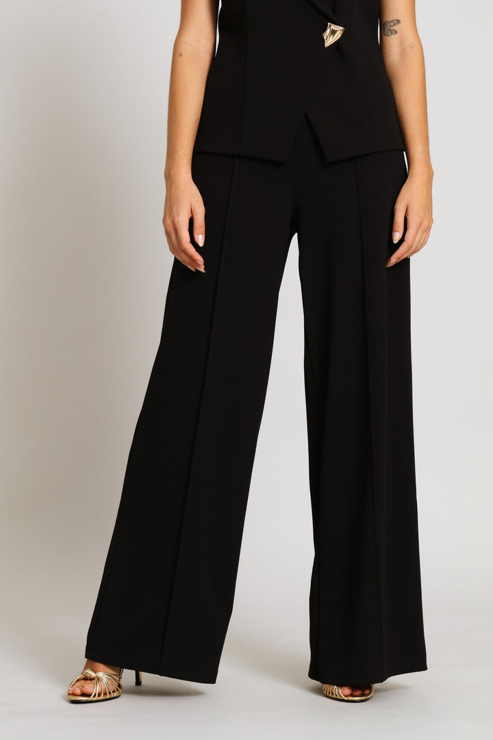 Pin Tuck Wide Leg Pant - Black