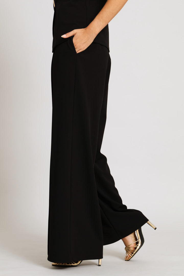 Pin Tuck Wide Leg Pant - Black