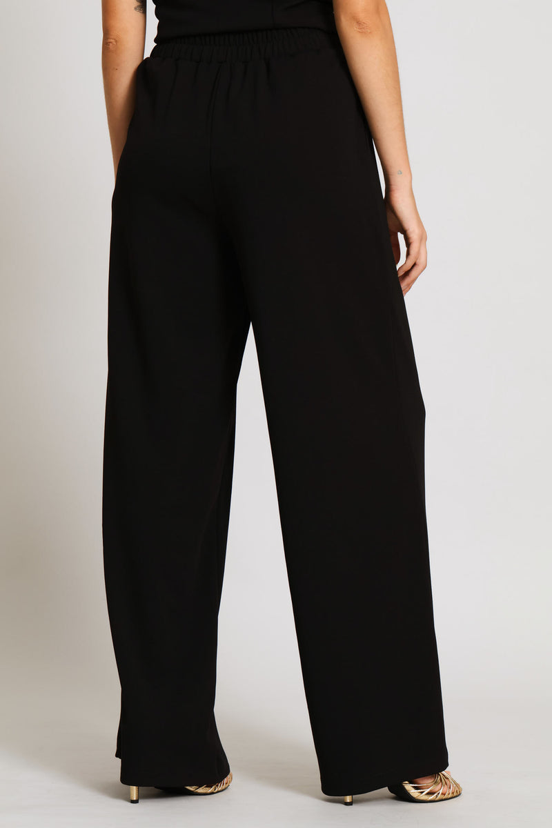 Pin Tuck Wide Leg Pant - Black