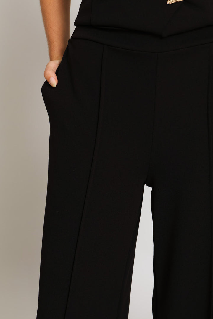 Pin Tuck Wide Leg Pant - Black