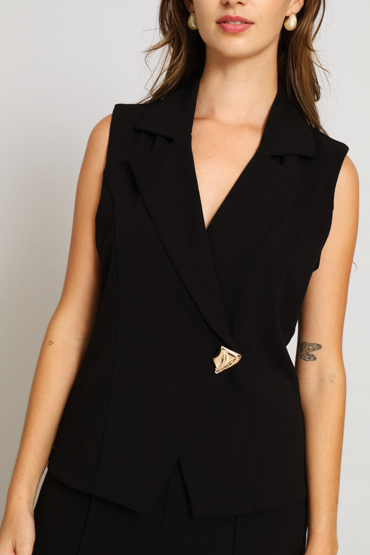 Abstract Button Waiscoat - Black