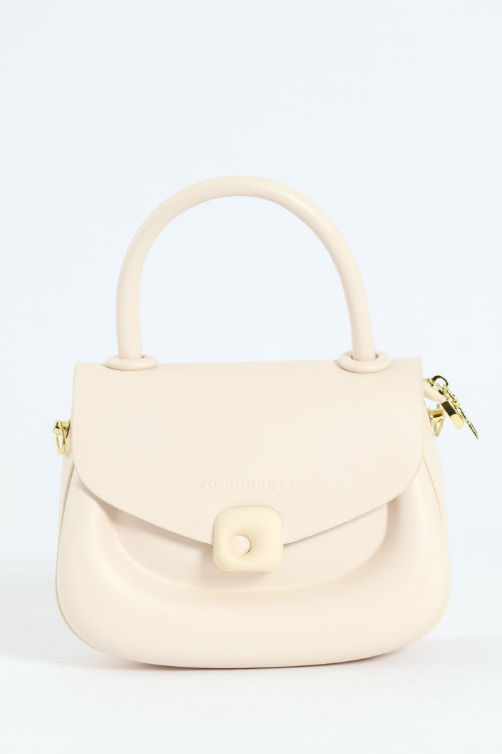 Florence Flap Bag With Top Handle - Beige