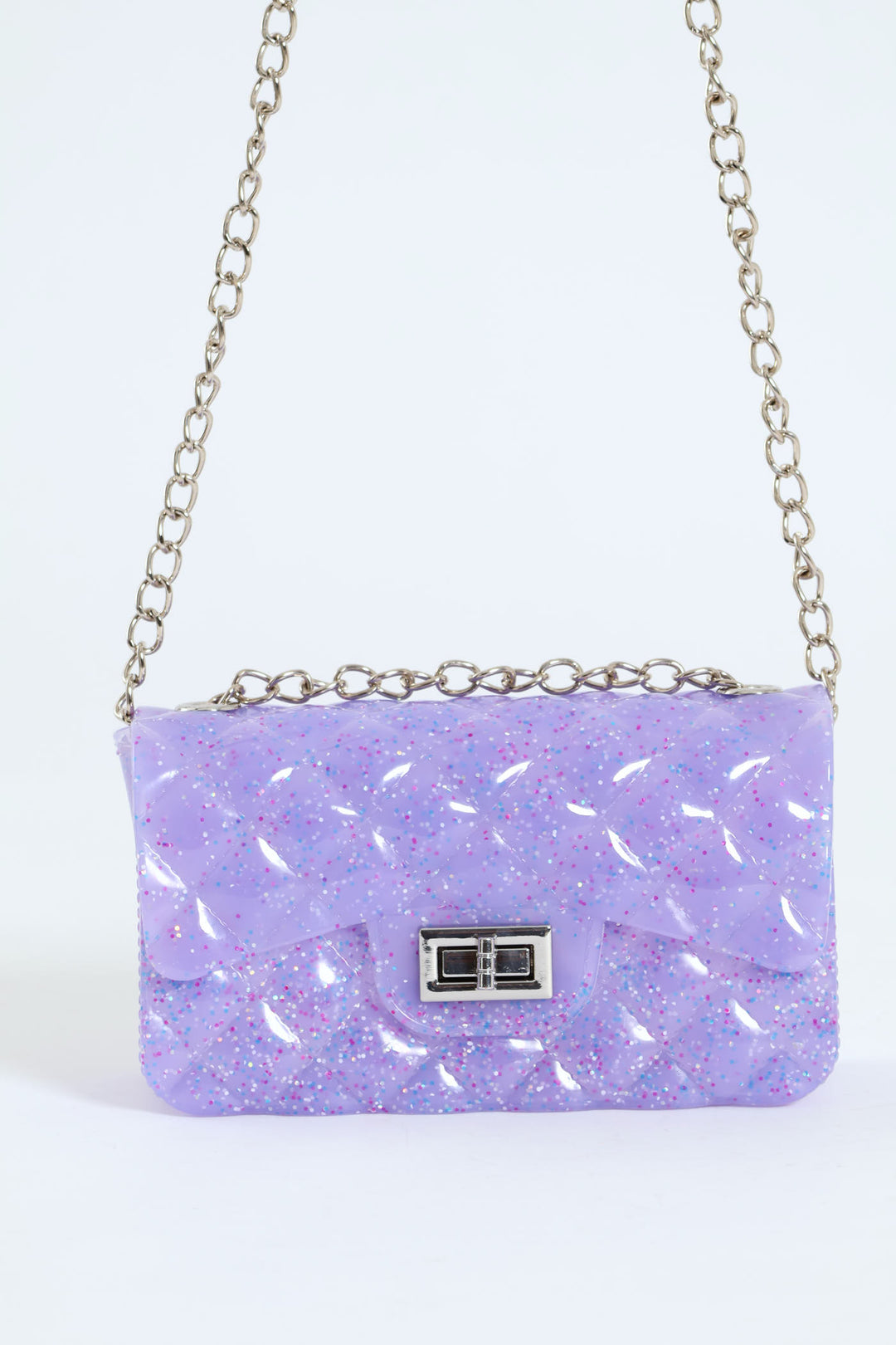 Girls Jelly Glitter Crossbody Bag - Lilac