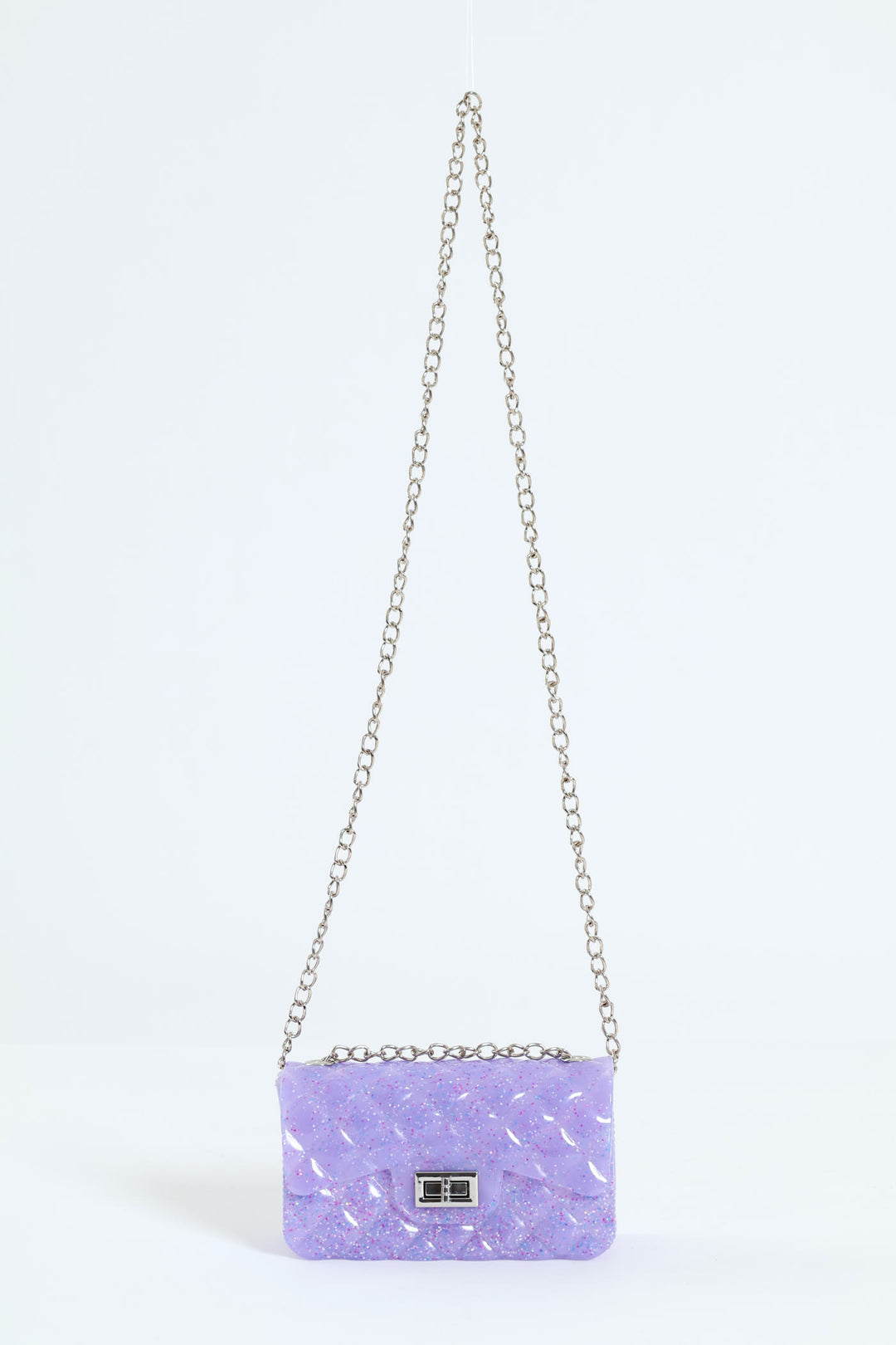 Girls Jelly Glitter Crossbody Bag - Lilac