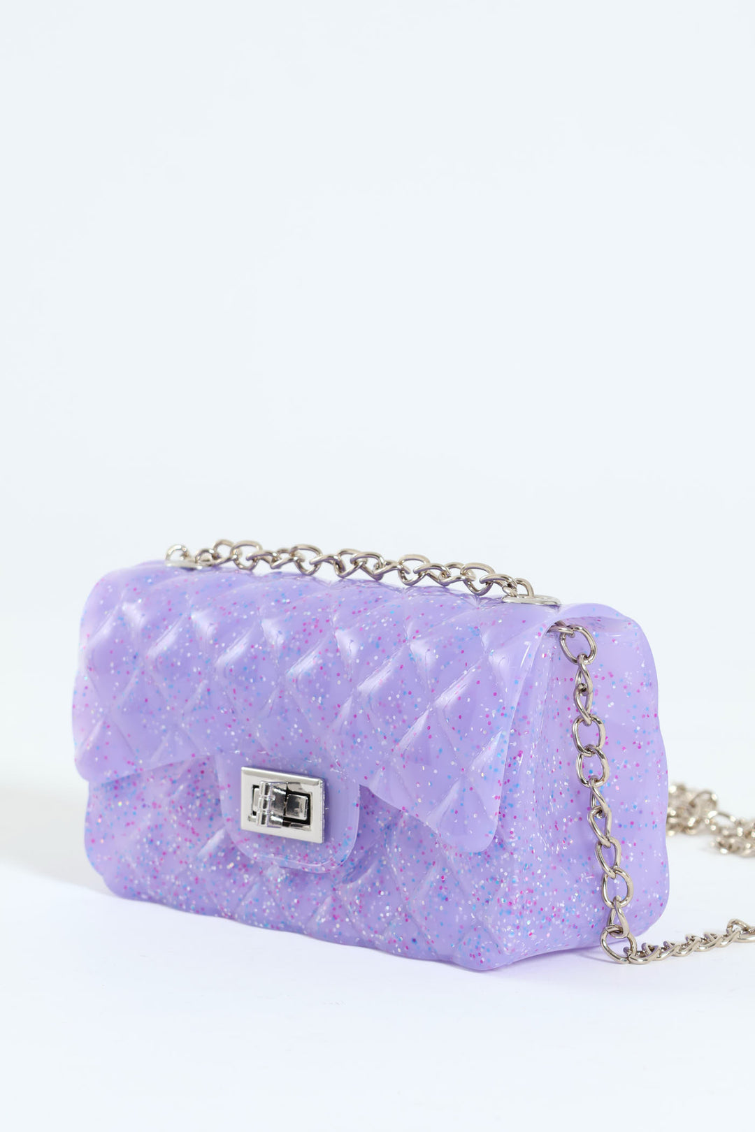 Girls Jelly Glitter Crossbody Bag - Lilac