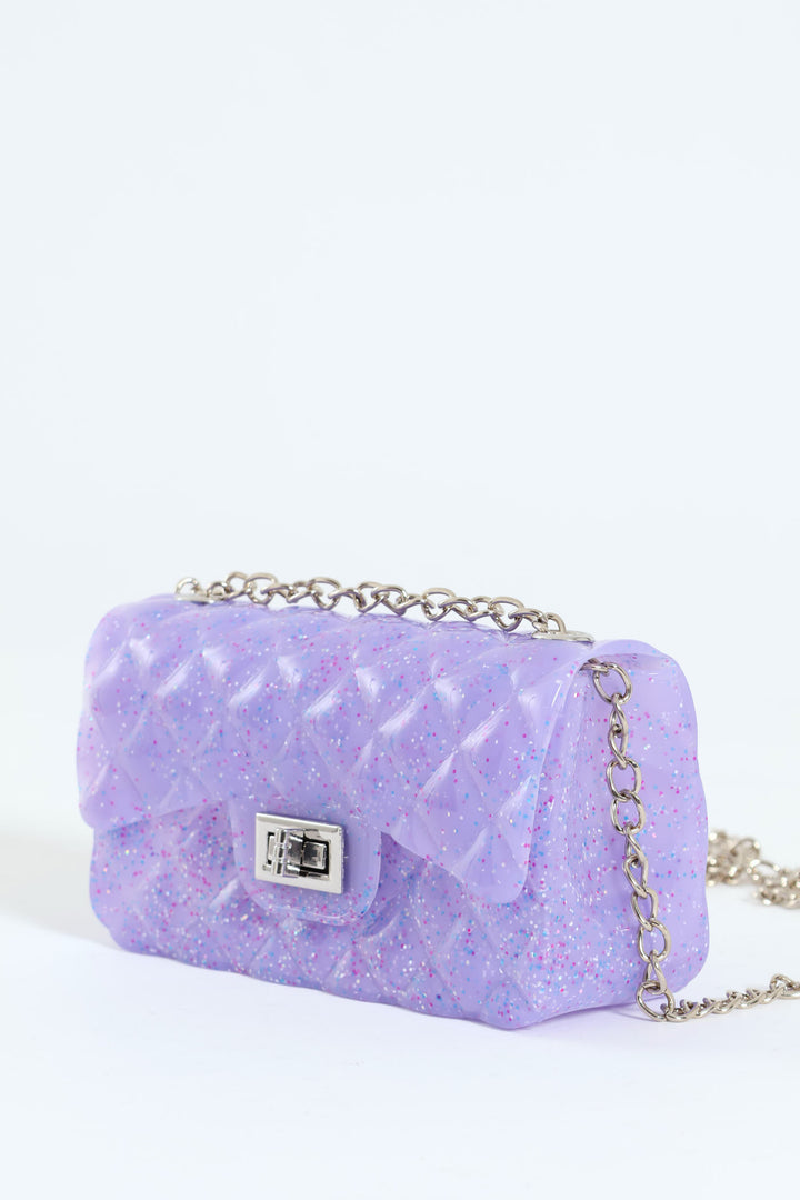 Girls Jelly Glitter Crossbody Bag - Lilac